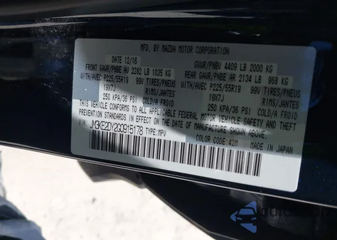 2016 Mazda Cx-5 Grand Touring from USA, damaged, VIN JM3KE2DY2G0915178